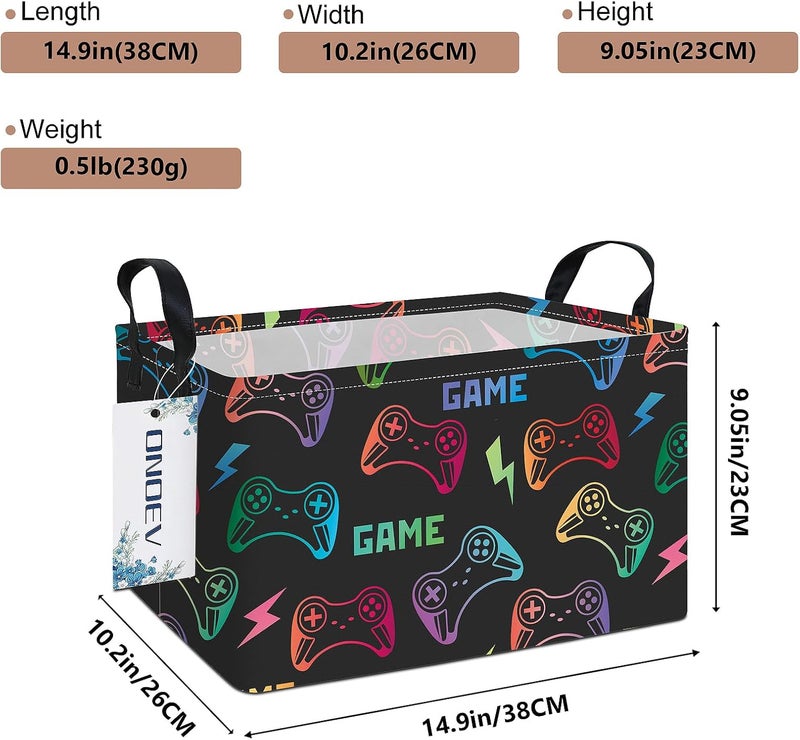 ONOEV Rectangular Foldable Handle Storage Basket,toy Organization Bin,Versatile Clothes Container,Boys and Girls Gift Box(GAME) - Image 2